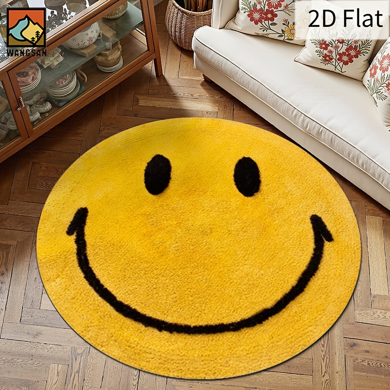 Home Bathroom Floor Mats - سجادة دائرية من الفلانيل بتصميم وجه