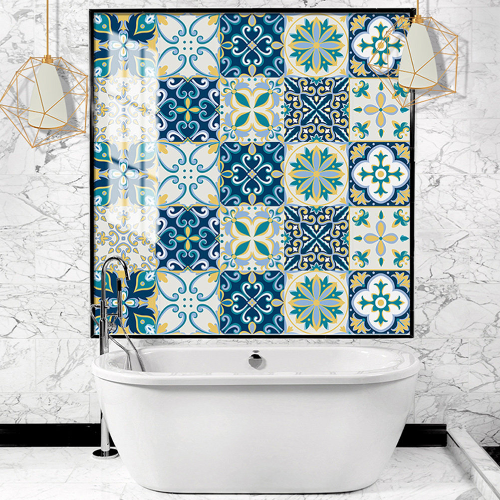 20 قطعة من ملصقات البلاط البلا - مراجعة Home Bathroom Tiles Design وسعره