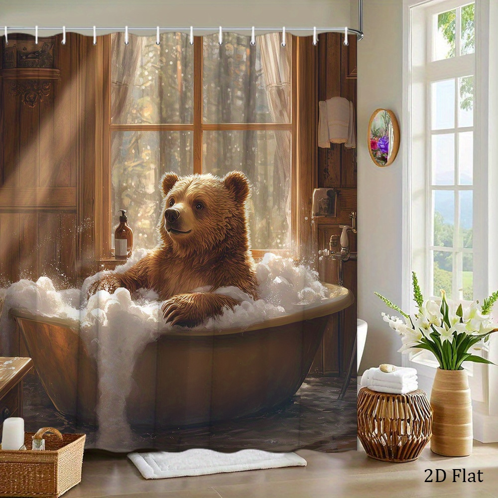 ستارة حمام بتصميم دب بني مرح ي - مراجعة Home Bathroom Tub وسعره