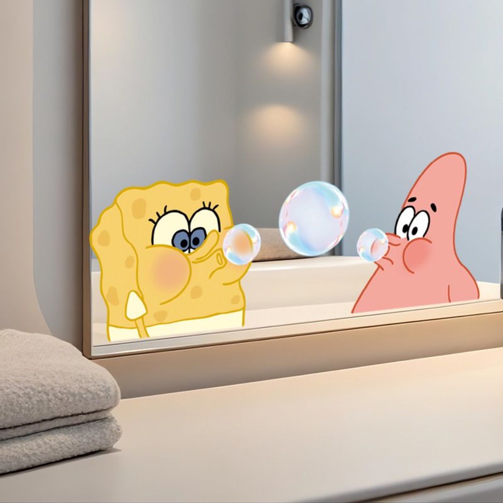 ملصقات مرآة الحمام سبونج بوب - - مراجعة Home Bathroom Equipment وسعره